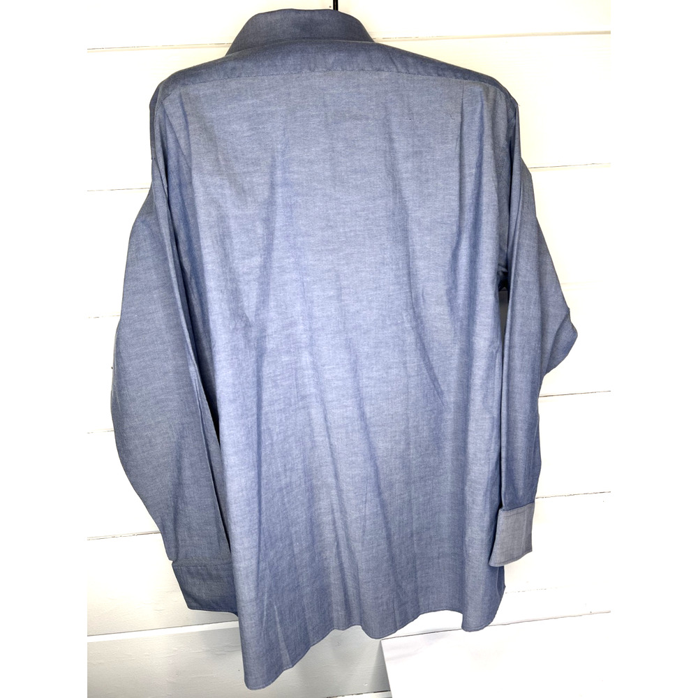 Tommy Hilfiger Mens Wrinkle Free Stretch Regular Fit Dress Shirt XL Blue - Picture 3 of 11
